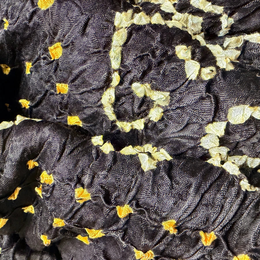 Black Hand Bandhini with Tissue Pallu