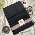 Black & Dusty Pink Handloom Mangalagiri Pattu by Cotton Saree