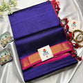 Dark Violet & Rani Pink Handloom Mangalagiri Pattu by Cotton Saree