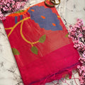 Fuchsia Pink Semi-Muslin Jamdani Saree
