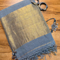 Grey Gold Zari Organic Linen Saree