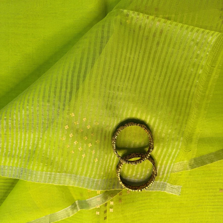 Haritha – Lime Green Semi-Muslin Silk Saree