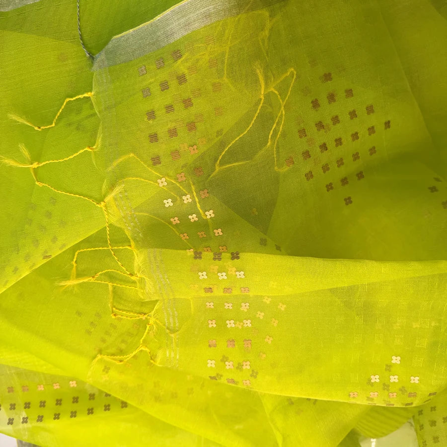 Haritha – Lime Green Semi-Muslin Silk Saree