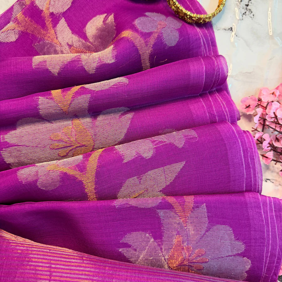 Mayurakshi — Pure Muslin Silk Saree with Grand Paithani Pallu