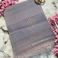 Meghika – Silver Grey Semi-Muslin Silk Saree