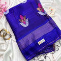 Neeladeepa — Pure Handwoven Matka Silk Saree with Double Diya Jamdani