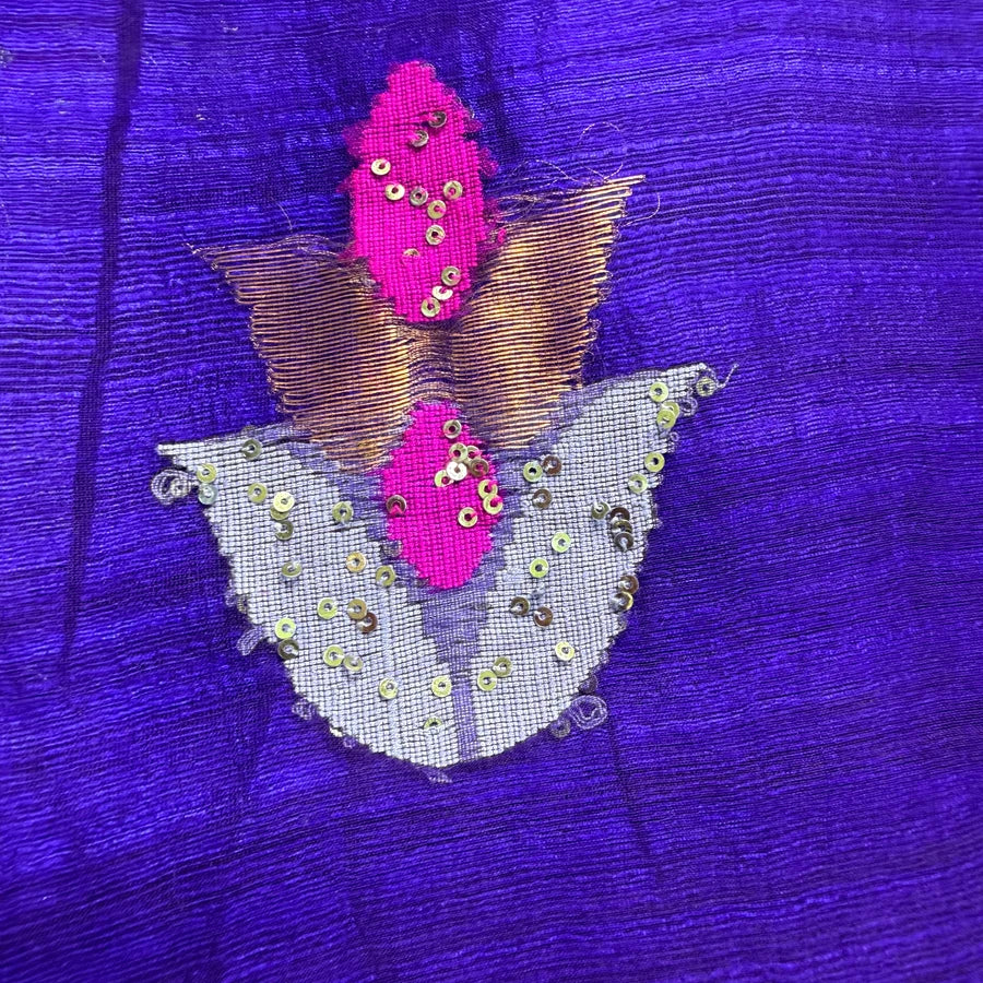 Neeladeepa — Pure Handwoven Matka Silk Saree with Double Diya Jamdani