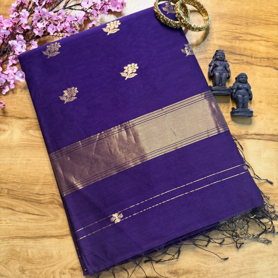 Neelambari – Pure Pitloom Maheshwari Tissue Silk Cotton Saree