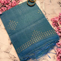 Neelika – Teal Blue Semi-Muslin Silk Saree