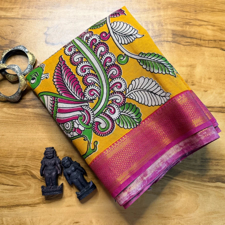 Peacock Vines Kalamkari Chennuri Silk