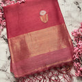 Pink Floral Silk Linen Jamdani Saree