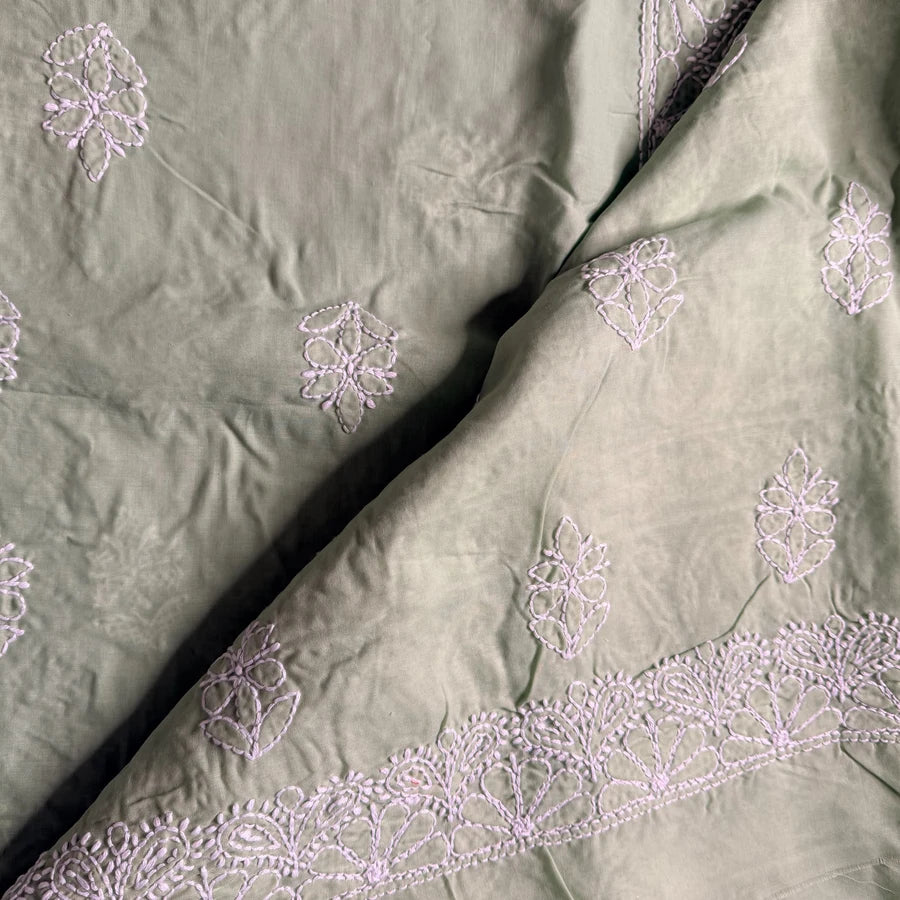 Pista Green Full Jaal Hand Chikankari Cotton Suit