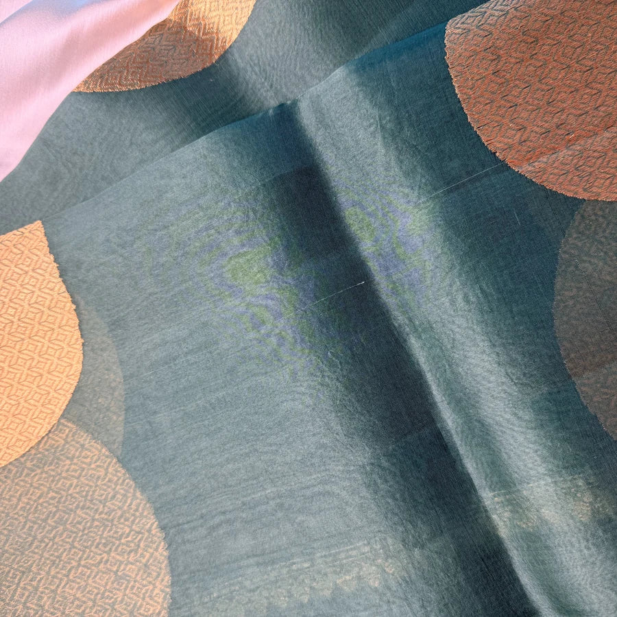 Pure Kora Silk Banarasi Kadhwa Handloom Saree – Emerald Green