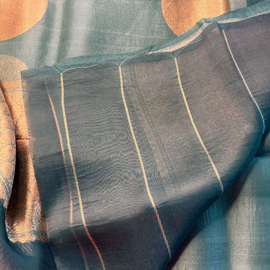 Pure Kora Silk Banarasi Kadhwa Handloom Saree – Emerald Green