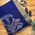 Purple Floral Jamdani Organic Linen Saree