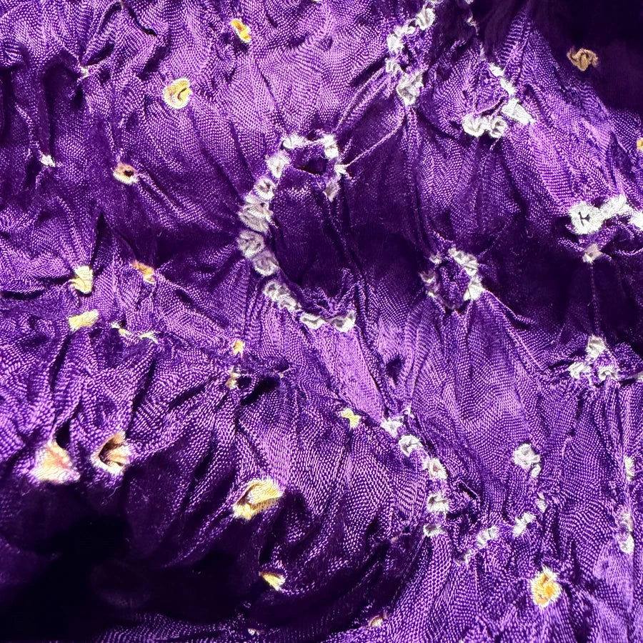 Purple Hand Bandhini with Tissue Pallu
