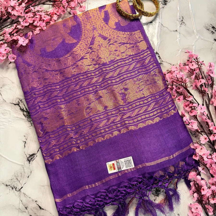 Rajeshwari   | Regal Bengal artistry in a jewel-toned purple.