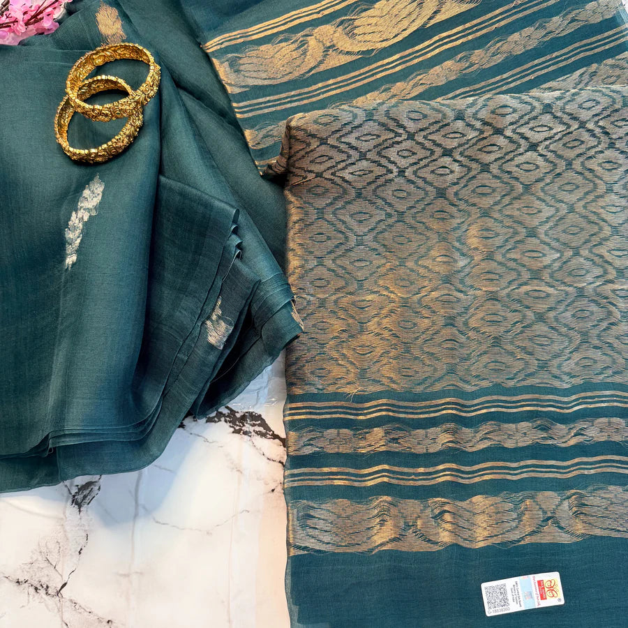 Rajoshree — Pure Muslin Silk Saree with Grand Banarasi Pallu