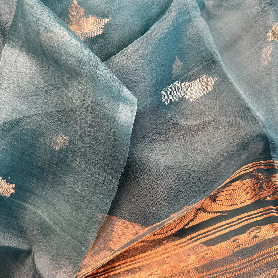 Rajoshree — Pure Muslin Silk Saree with Grand Banarasi Pallu