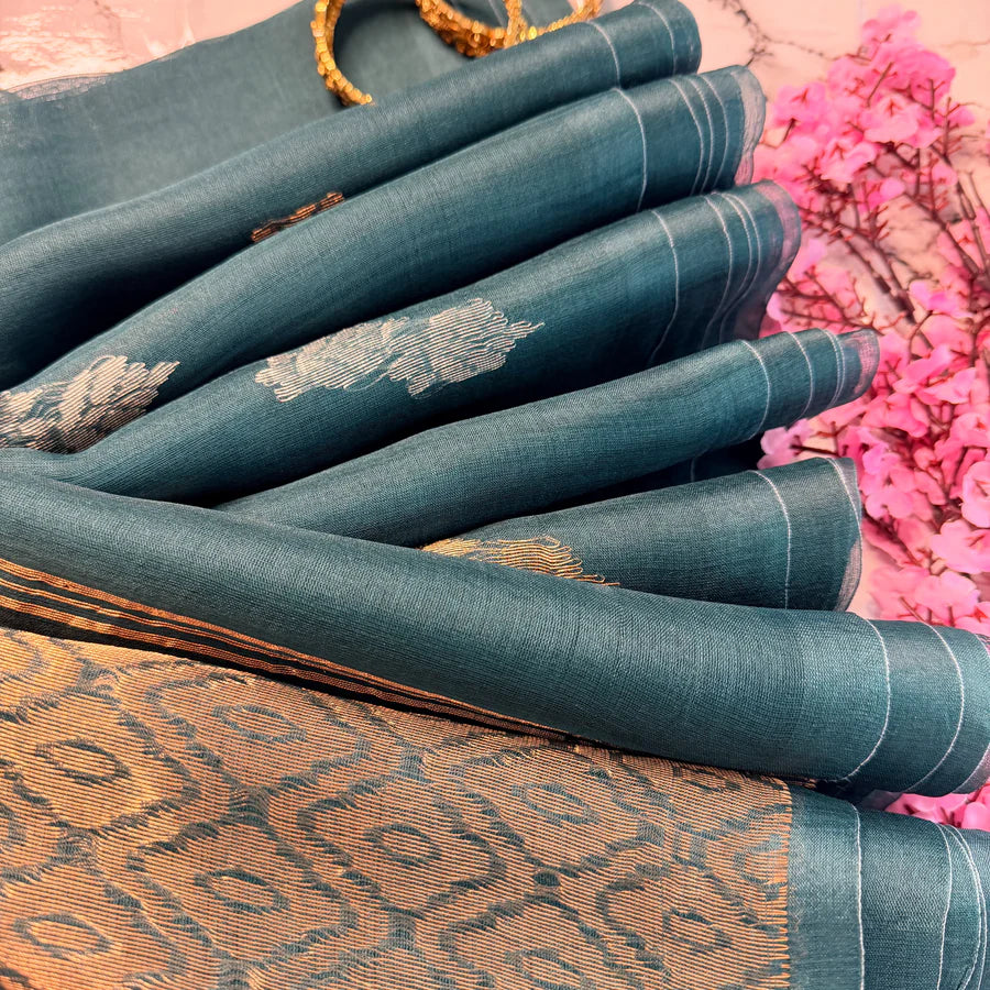 Rajoshree — Pure Muslin Silk Saree with Grand Banarasi Pallu