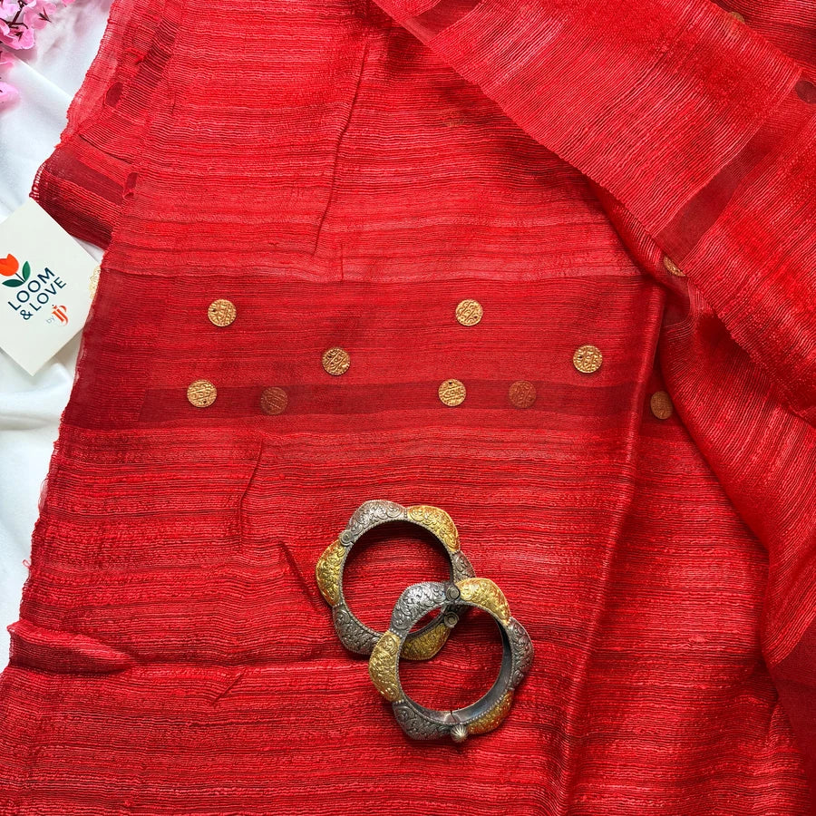 Raktima — Handwoven Coin Matka Silk Saree