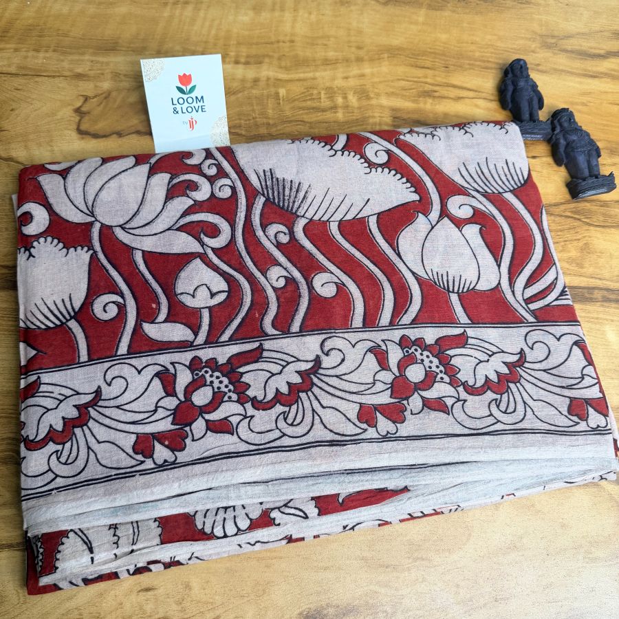 Red Kalamkari Cotton Saree