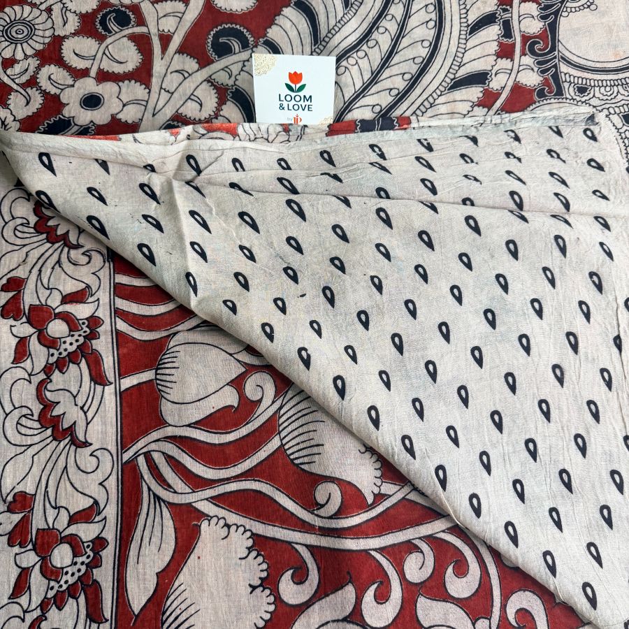 Red Kalamkari Cotton Saree