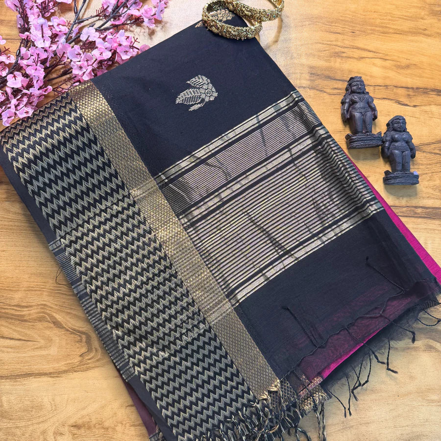 Rewa - Pit-Loom Woven Maheshwari Silk Cotton Saree