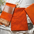 Rust Orange Mul Chanderi Mirror Embroidered 3-Piece Suit Set