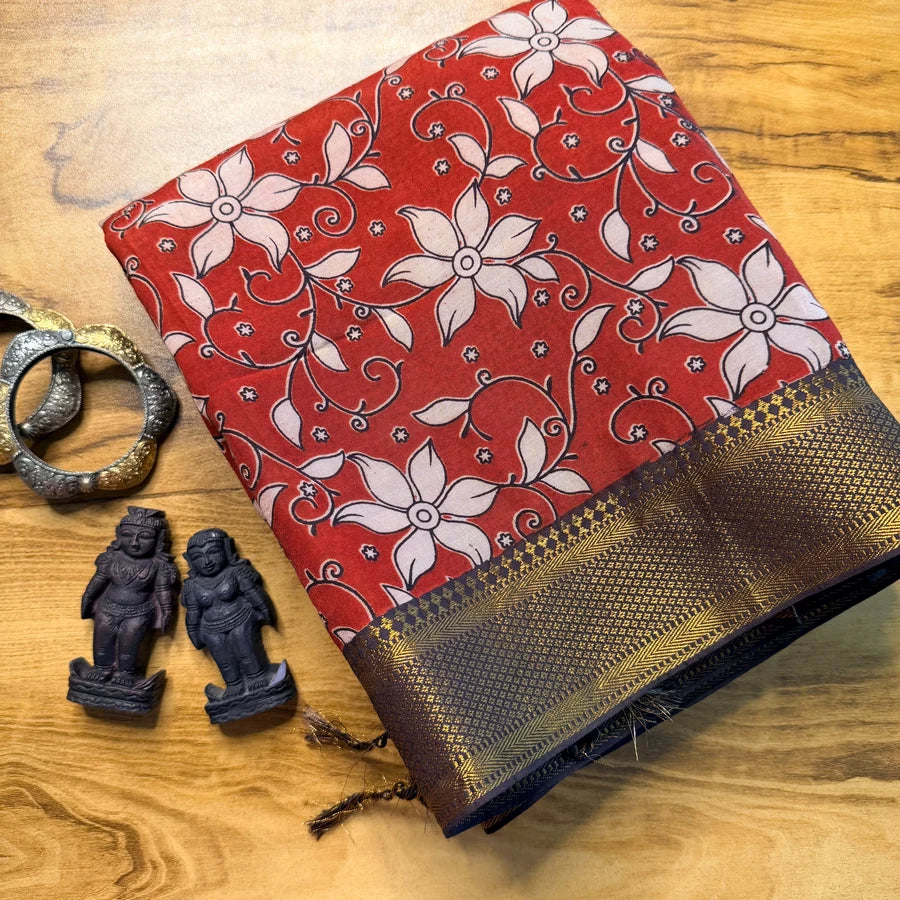 Shiva Parvathi Kalamkari Chennuri Silk