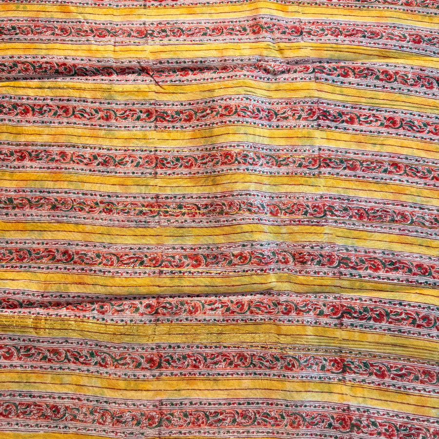 Sunflower Yellow Floral Chanderi Silk Cotton Saree
