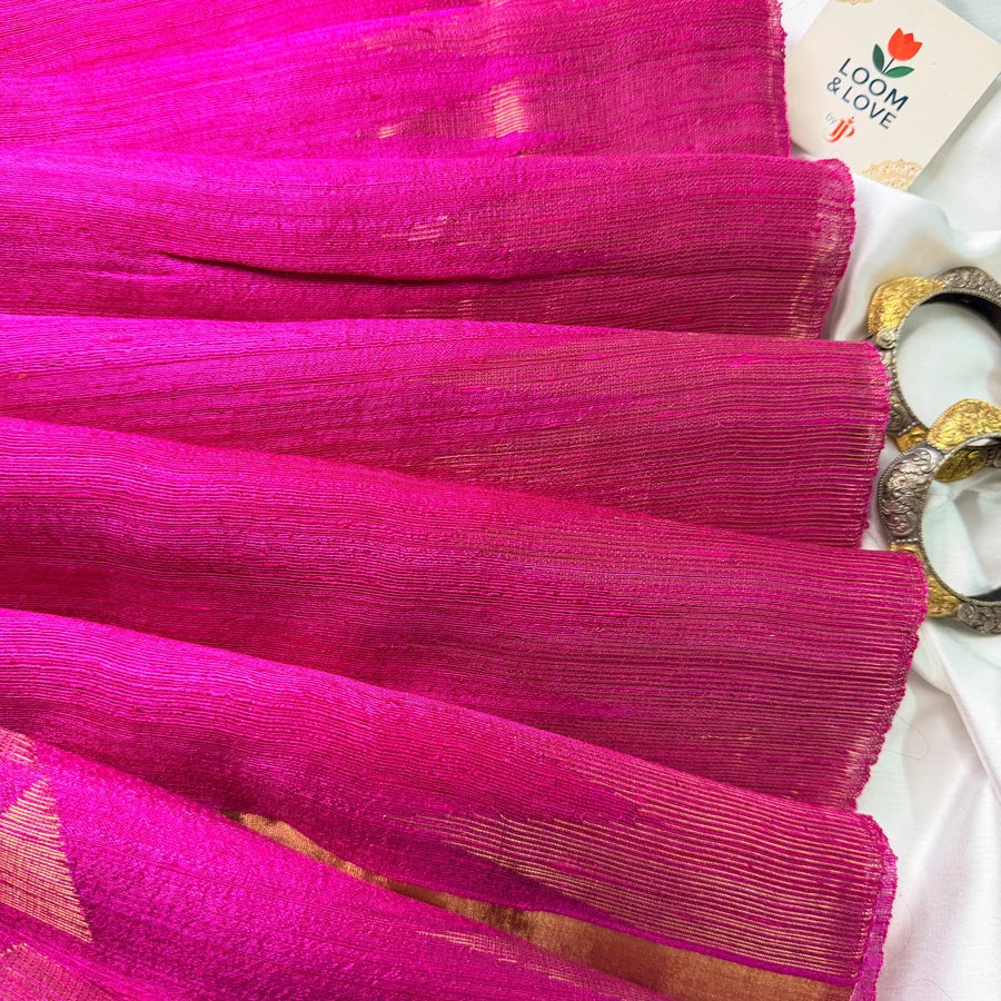 Trikonika — Pure Handwoven Matka Silk Saree with Jamdani Temple Border