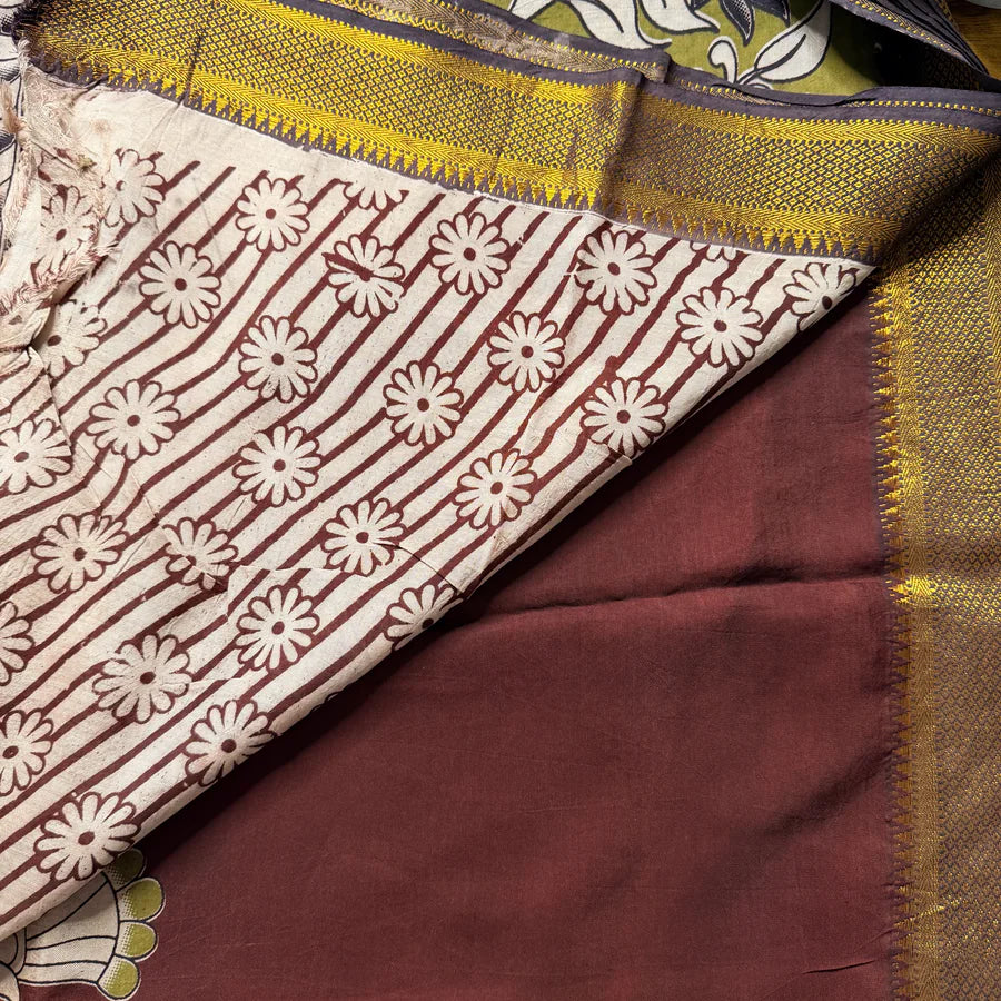 Vanasingaram Chocolate Brown Chennuri Silk