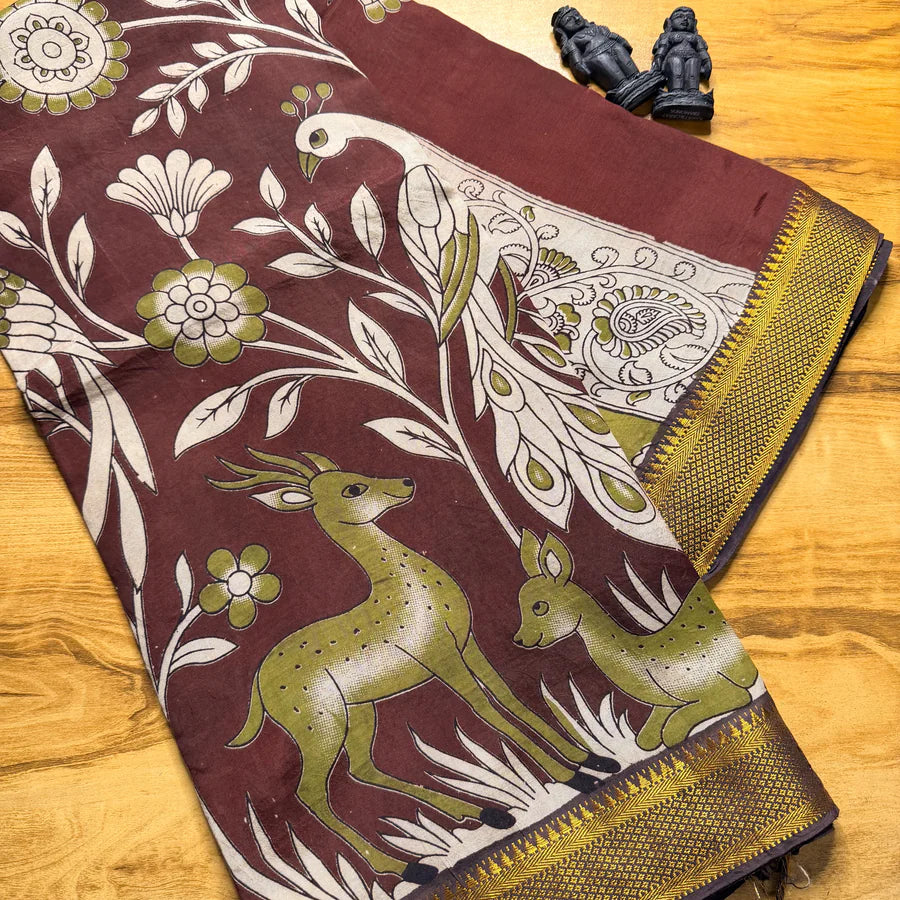 Vanasingaram Chocolate Brown Chennuri Silk