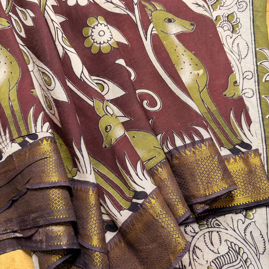 Vanasingaram Chocolate Brown Chennuri Silk